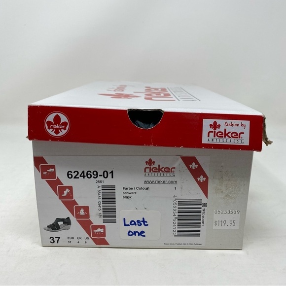 Rieker 62469-01 Fanni 69 Black Leather Wedge Sandal - Picture 8 of 8